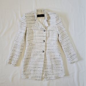 Classy Cream Tweed Long Blazer